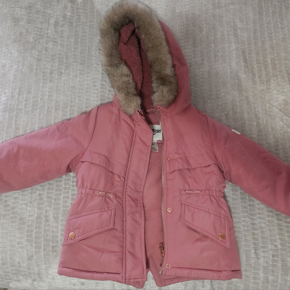 OshKosh B'gosh Pink Kids Jacket with Faux Fur Hood